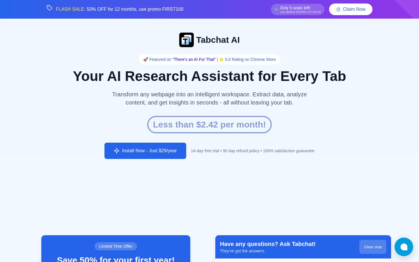 Tabchat AI Homepage