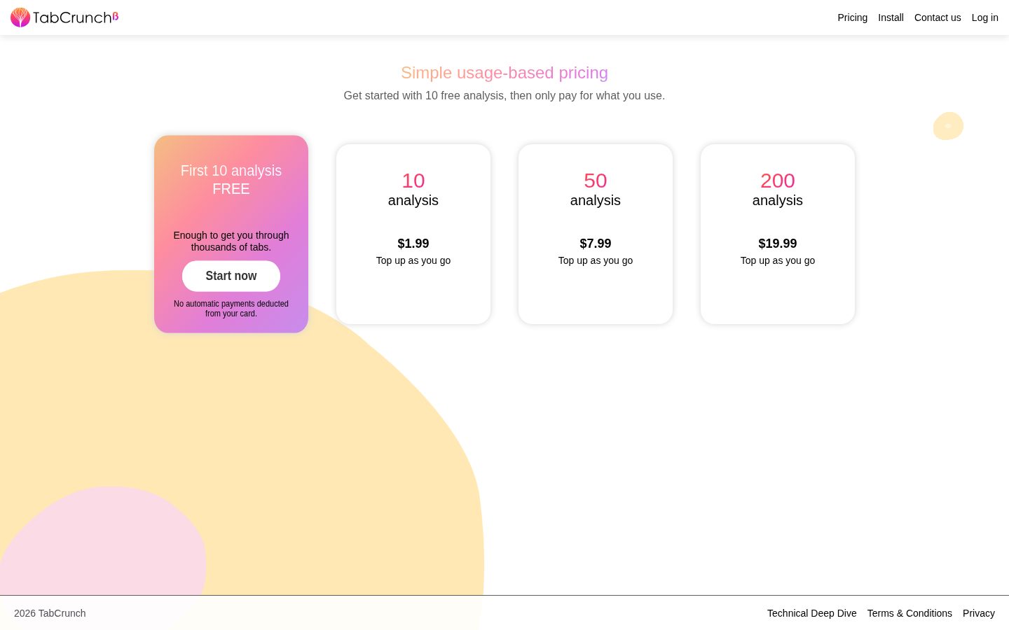 TabCrunch Pricing