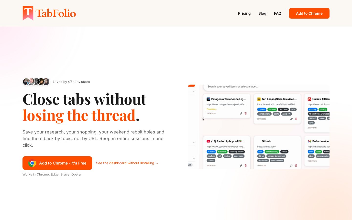 Tabfolio Homepage