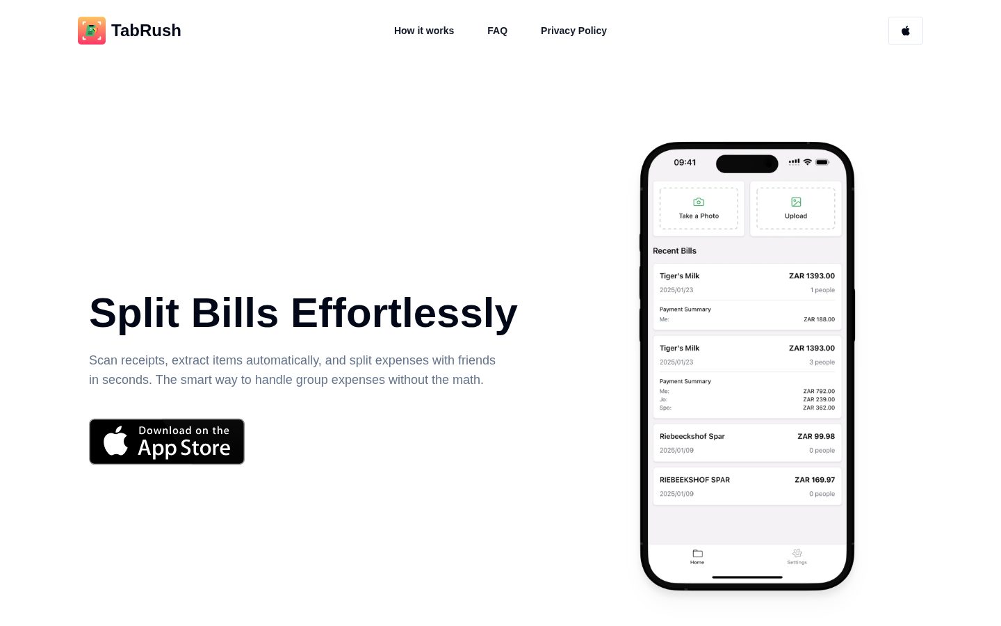 TabRush Homepage