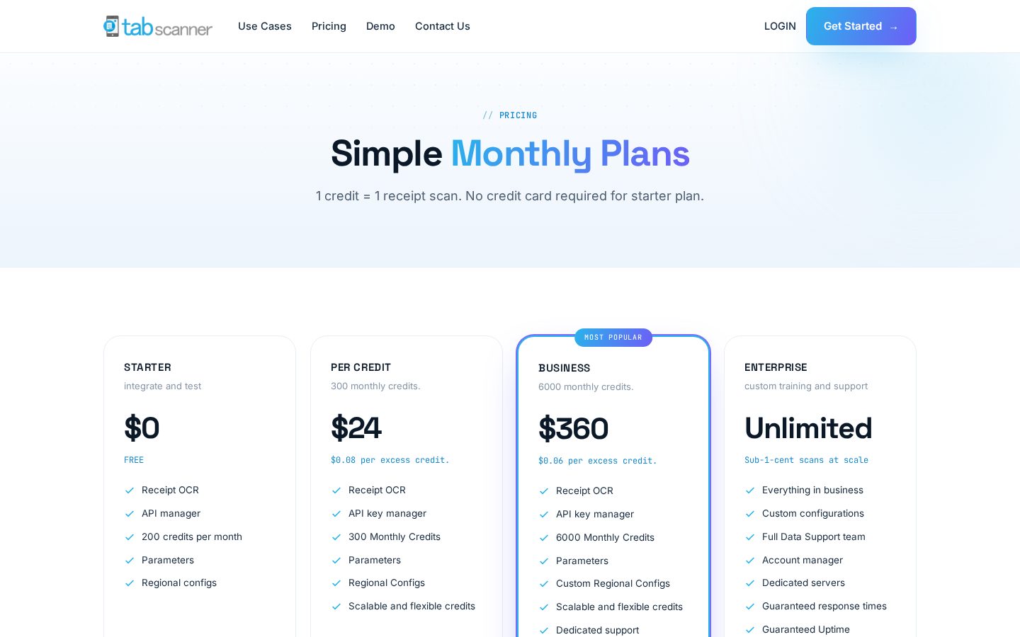 Tabscanner Pricing