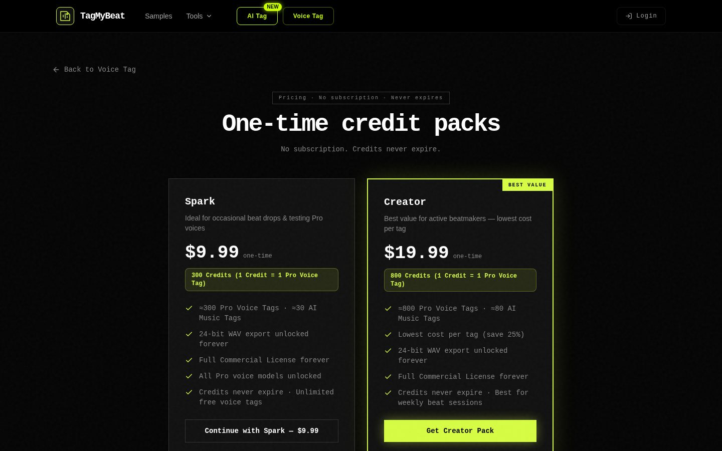 TagMyBeat Pricing