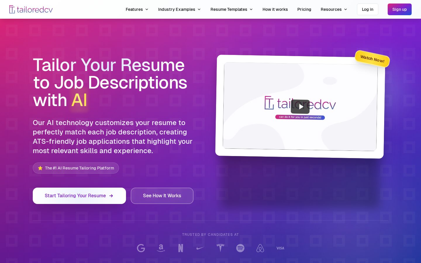 TailoredCV.ai Homepage