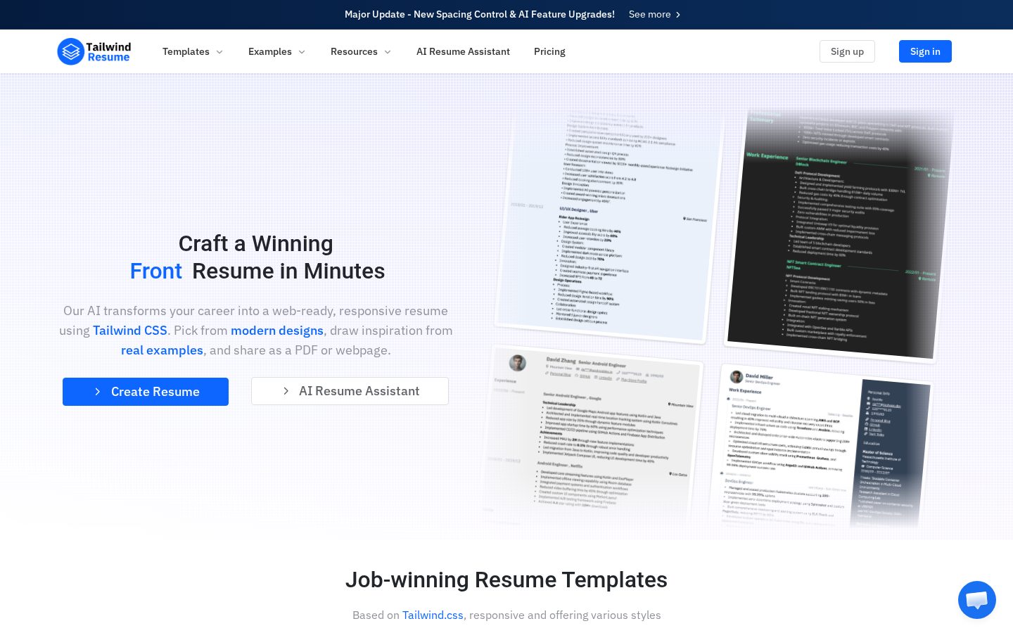 TailwindResme Homepage