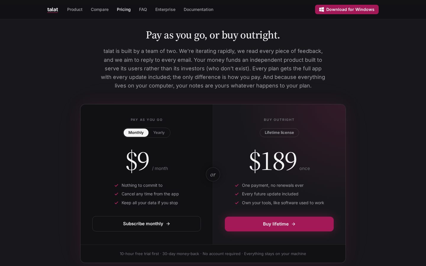 Talat Pricing