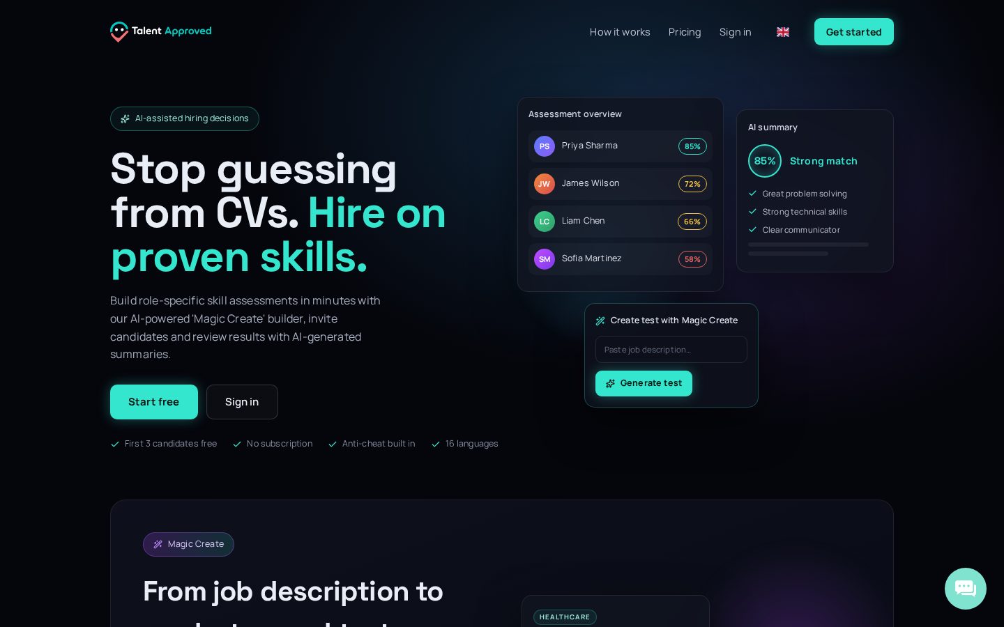 Talent Approved Homepage