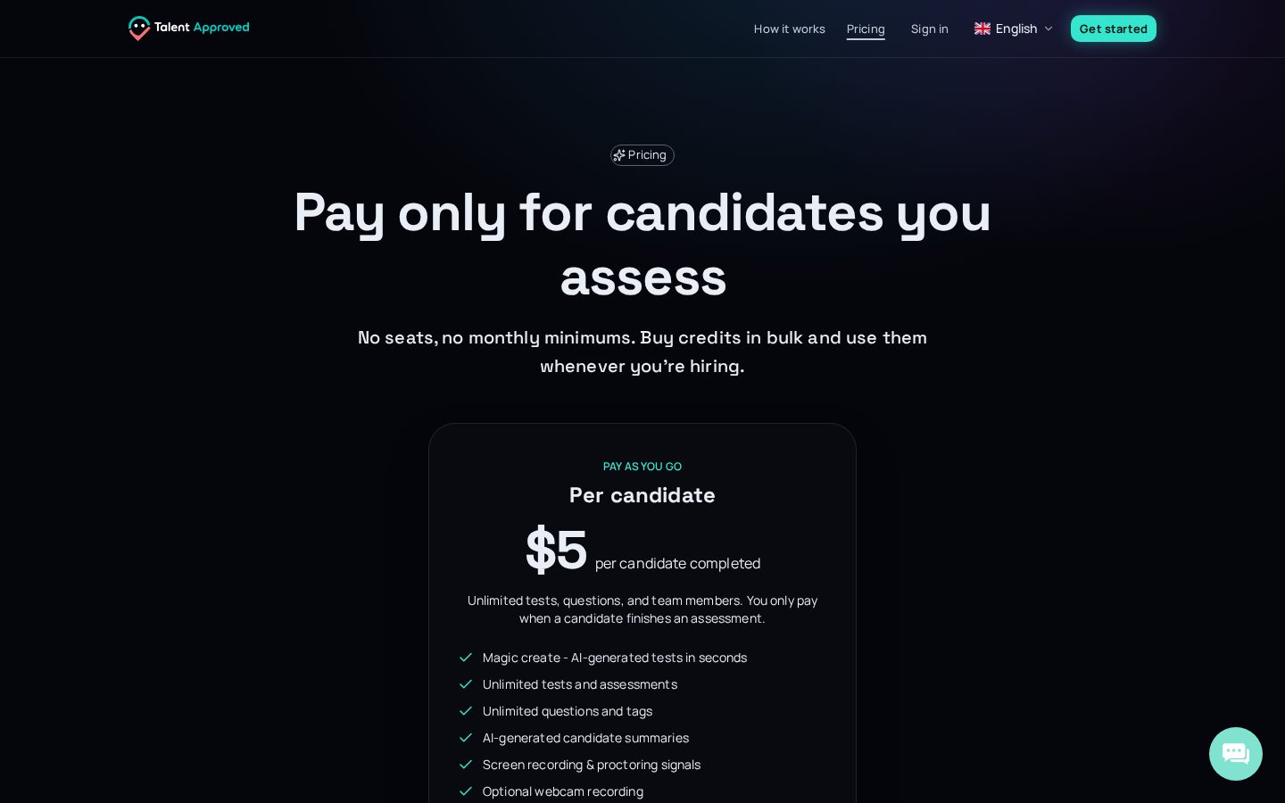 Talent Approved Pricing
