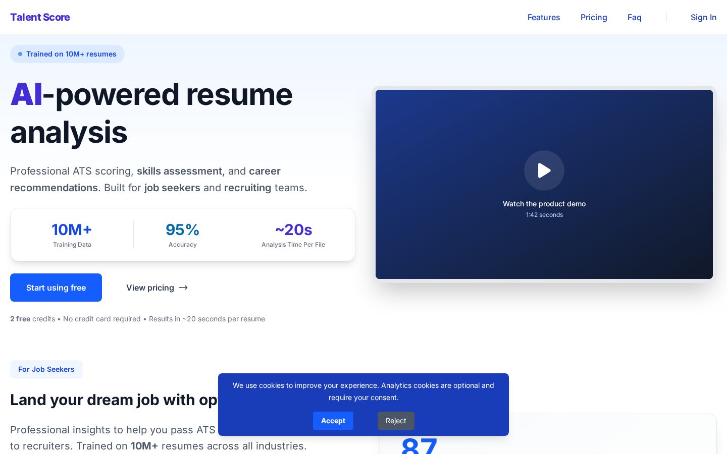 Talent Score Homepage
