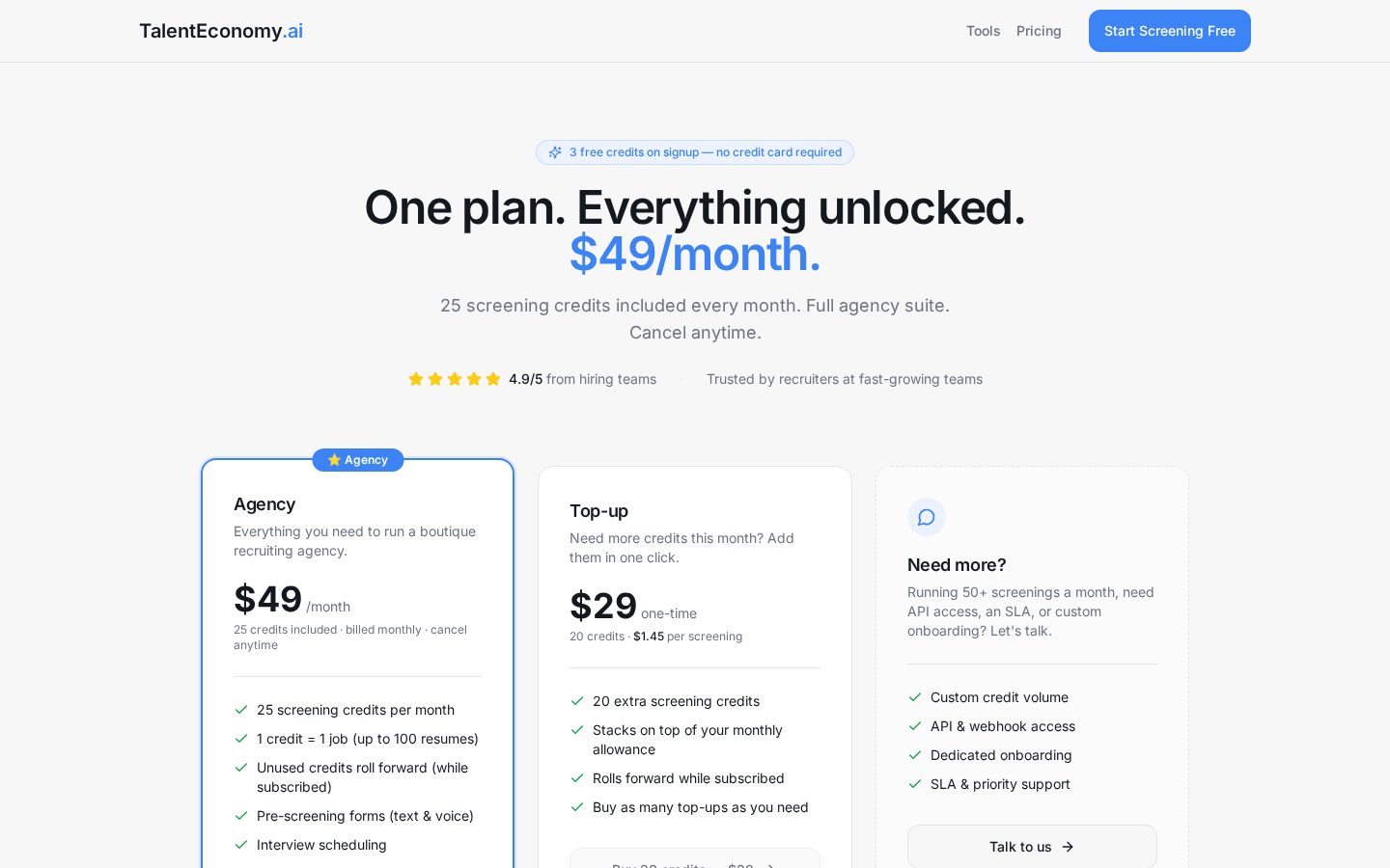 TalentEconomy Pricing