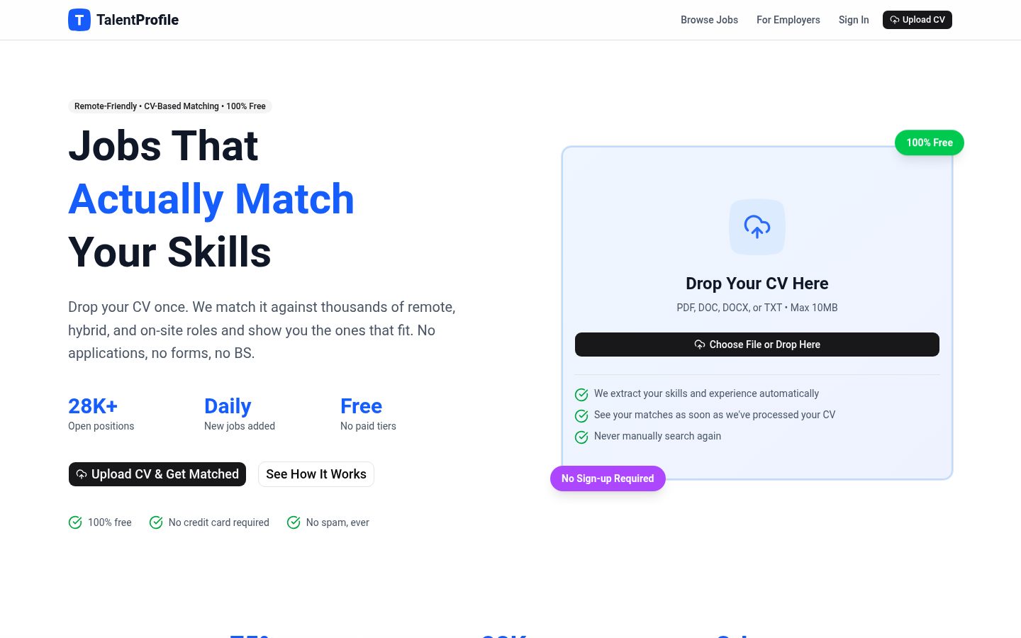 TalentProfile Homepage