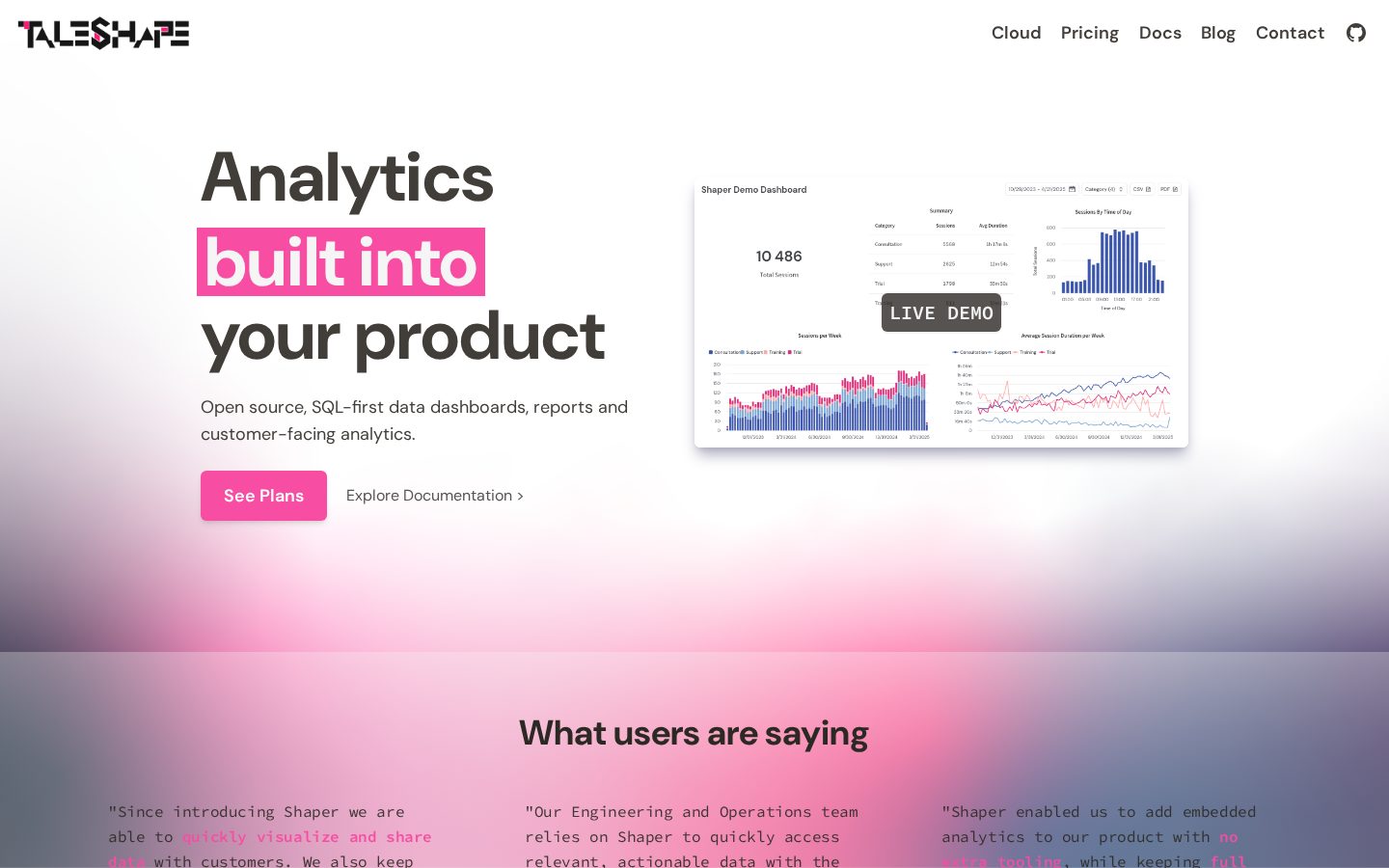 Taleshape Homepage