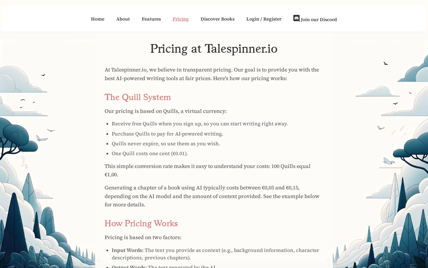 Talespinner Pricing
