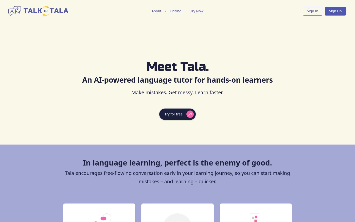 Talk to Tala Homepage
