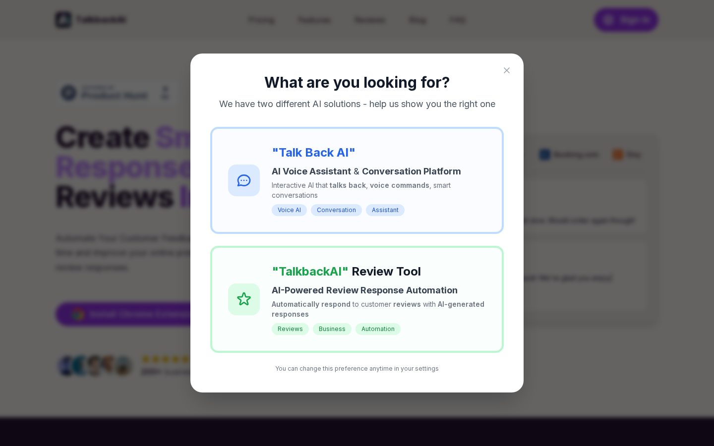 TalkbackAI Homepage