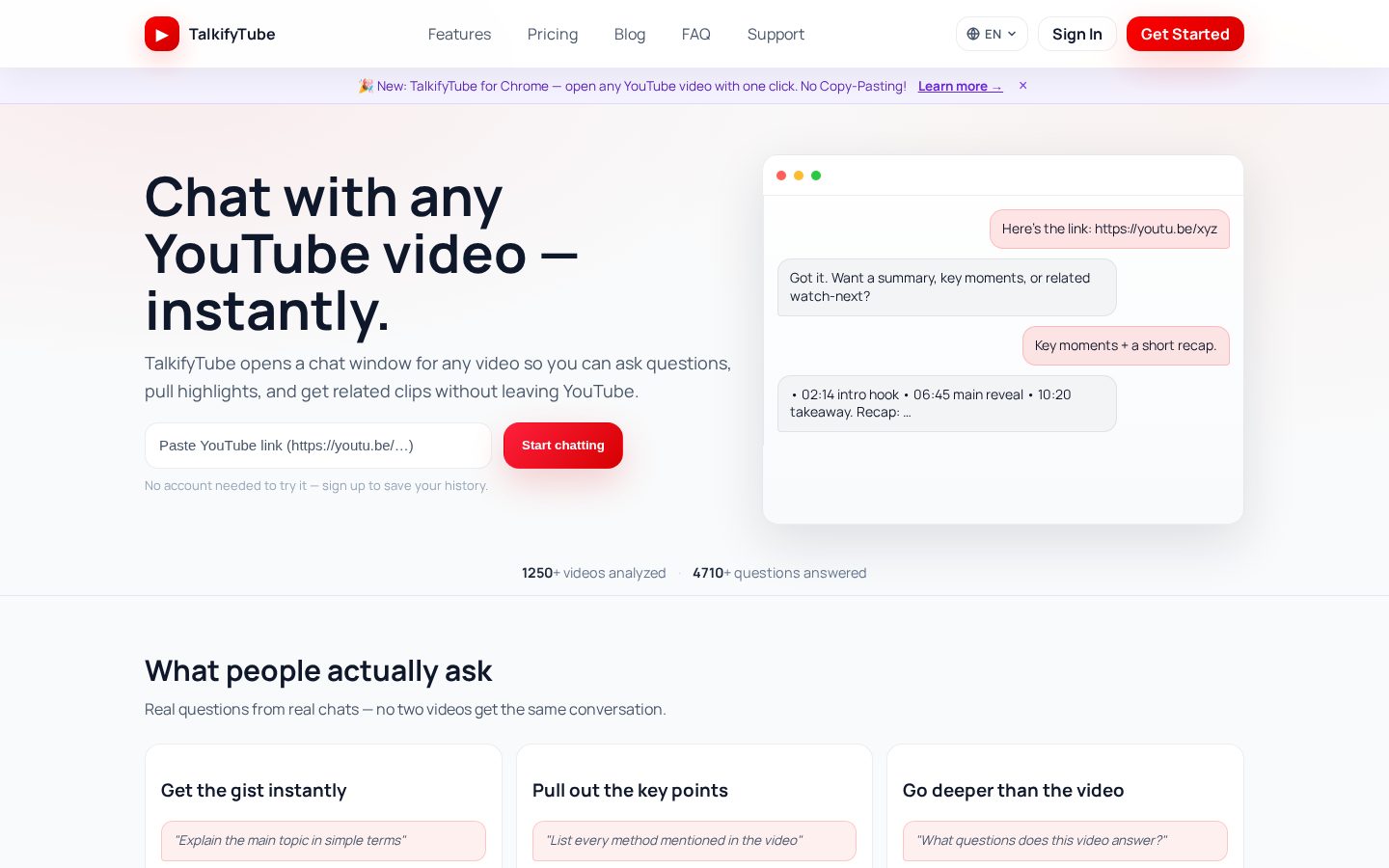 TalkifyTube Homepage