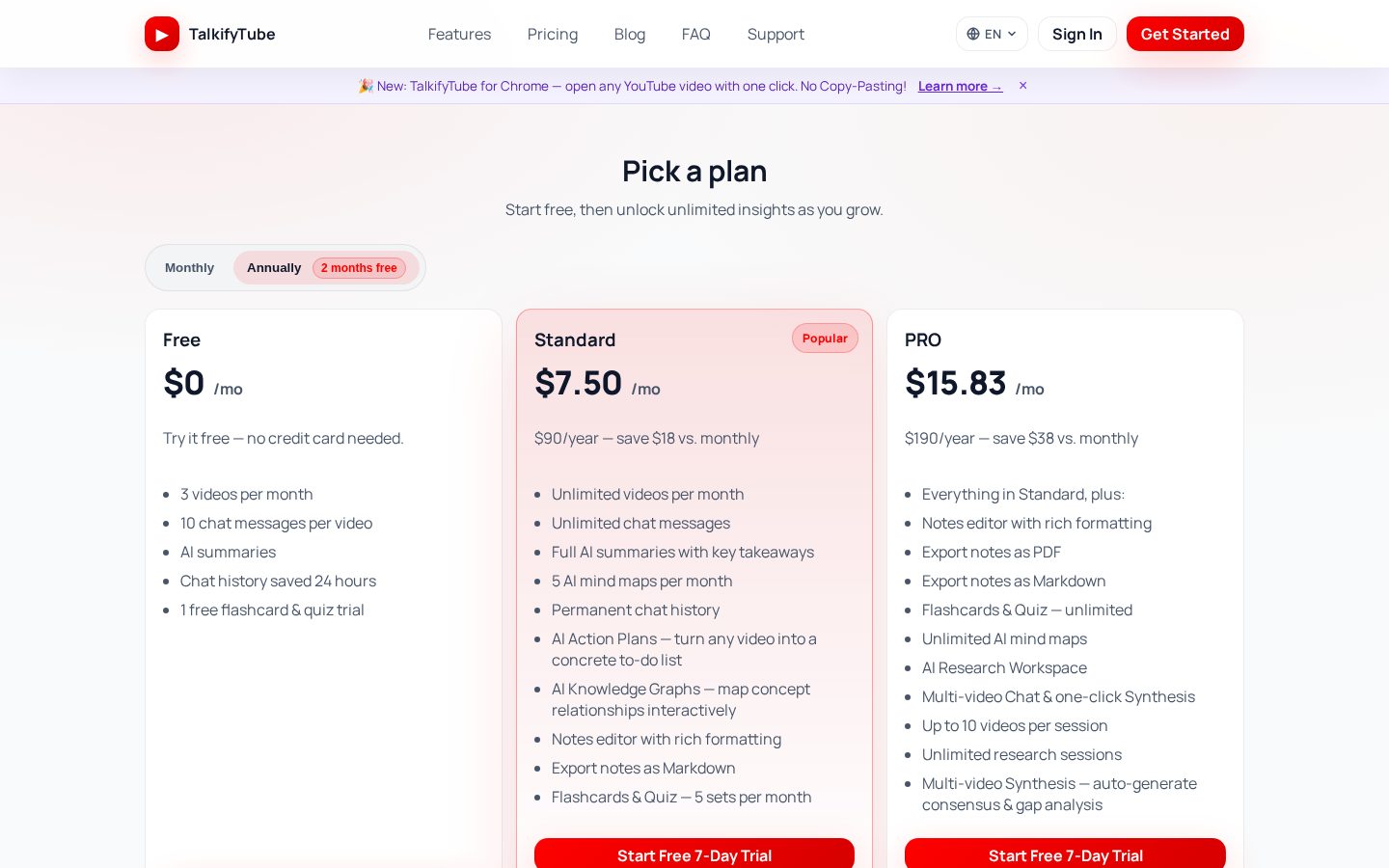 TalkifyTube Pricing