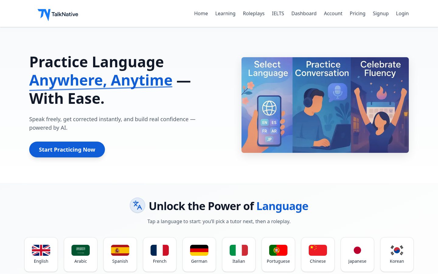 TalkNative Homepage