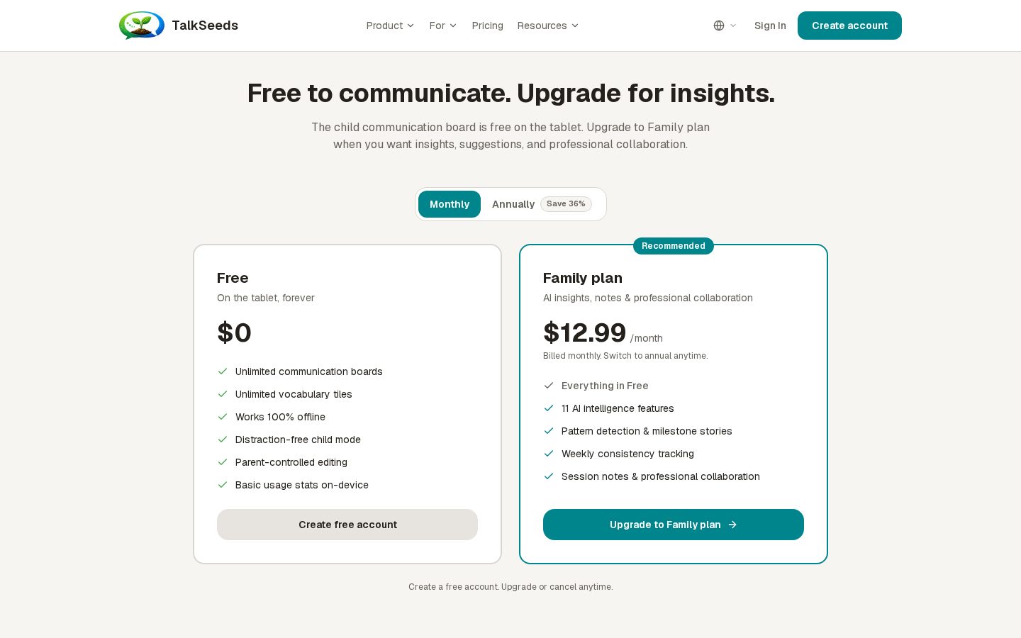 TalkSeeds Pricing