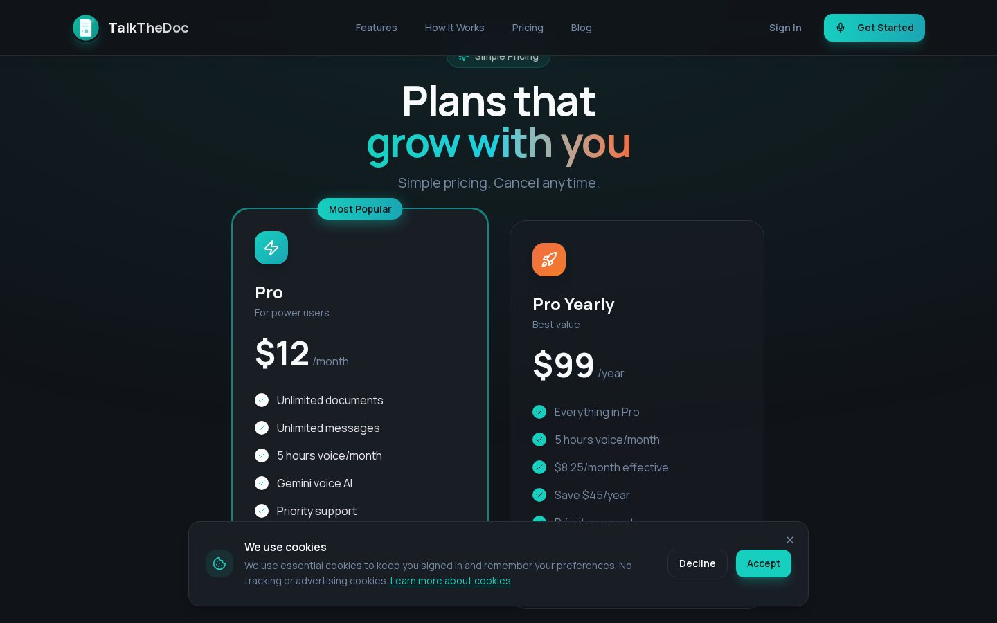 TalkTheDoc Pricing