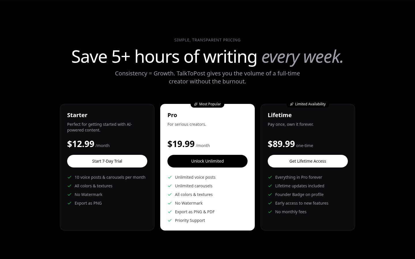 TalkToPost Pricing