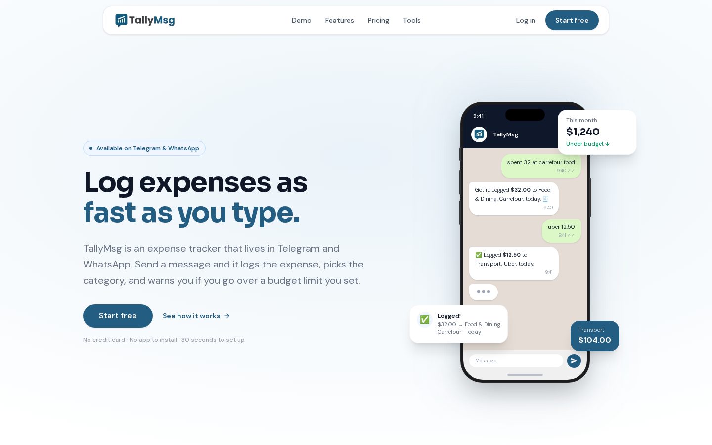 TallyMsg Homepage