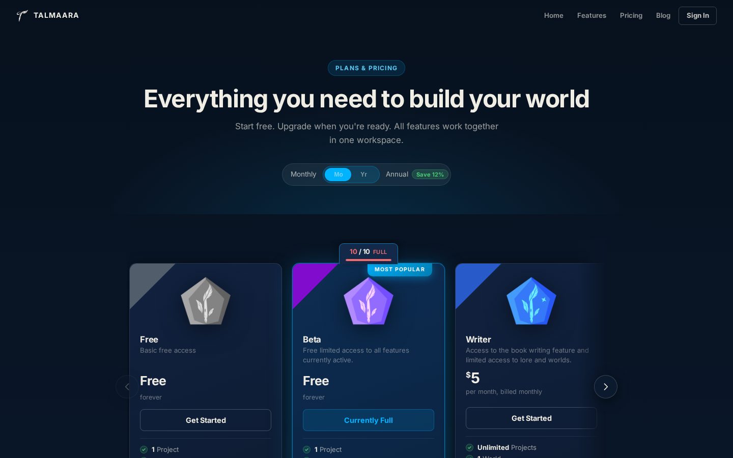 Talmaara Pricing