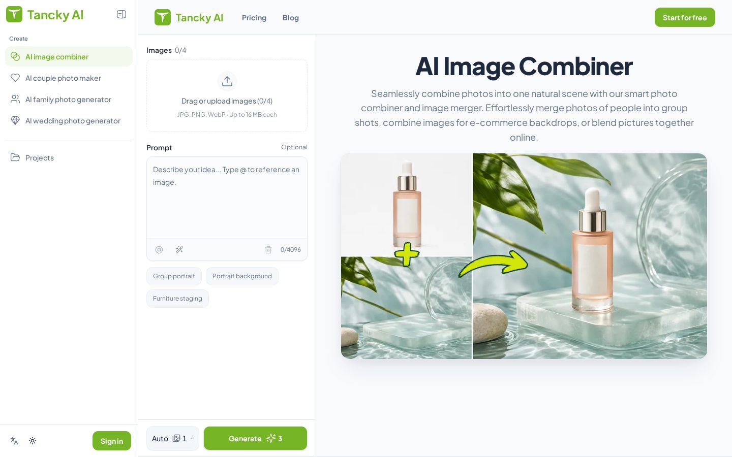 Tancky AI Homepage