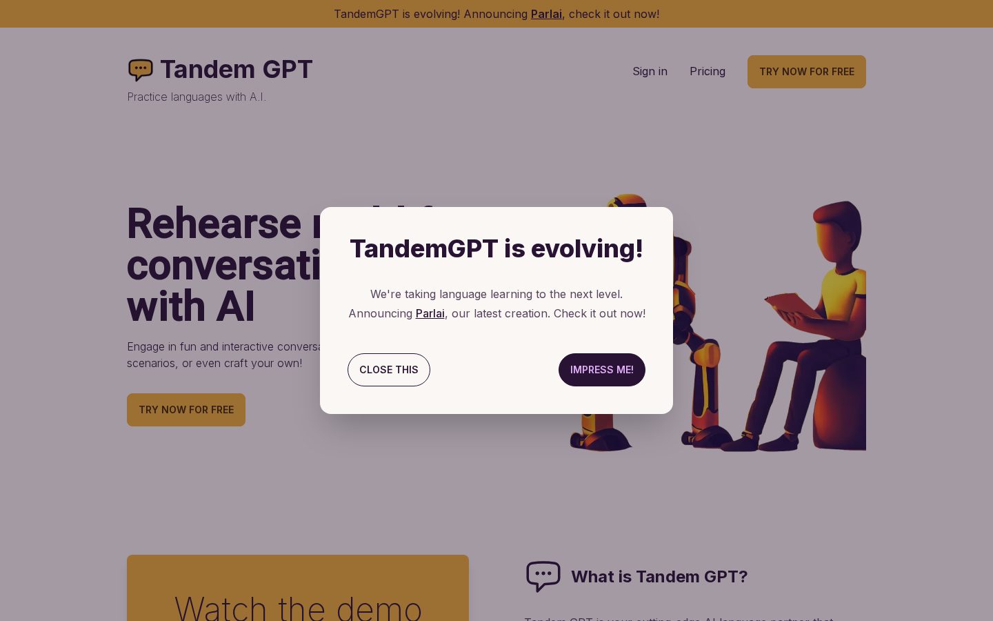 Tandem GPT Homepage