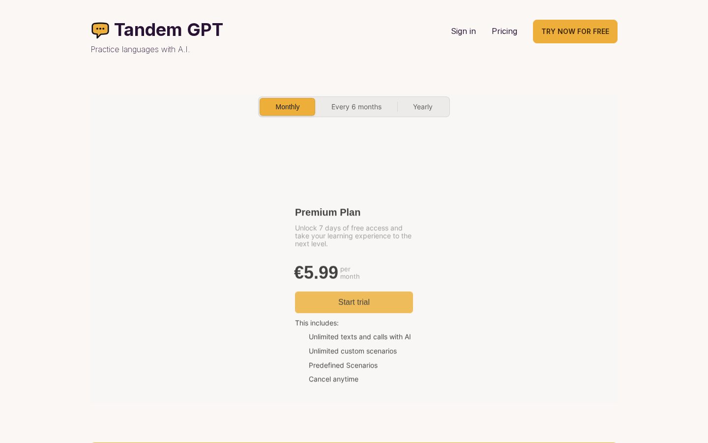 Tandem GPT Pricing