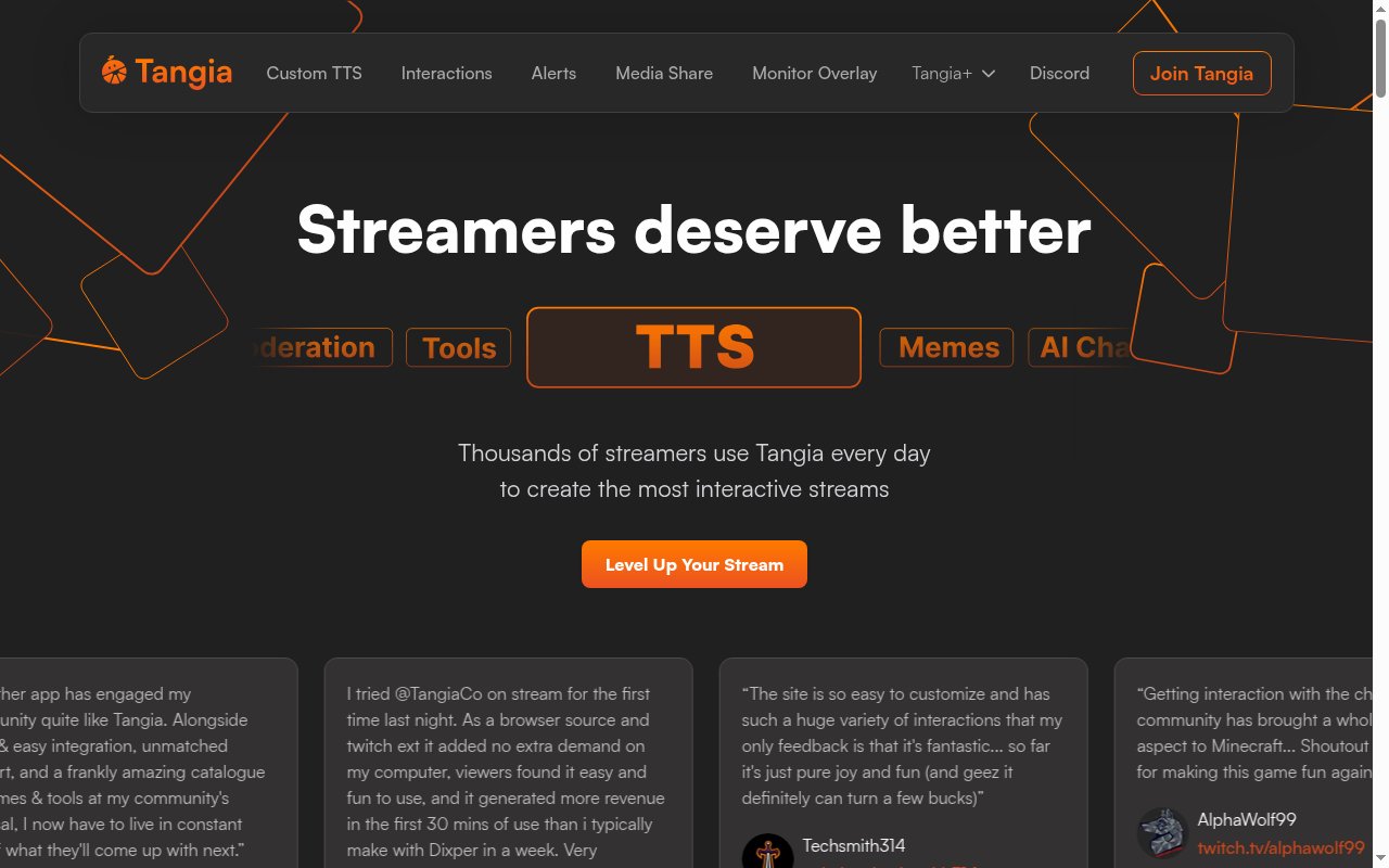 Tangia homepage