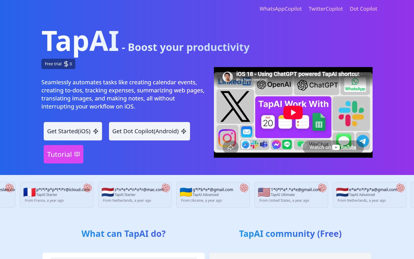 TapAI Homepage