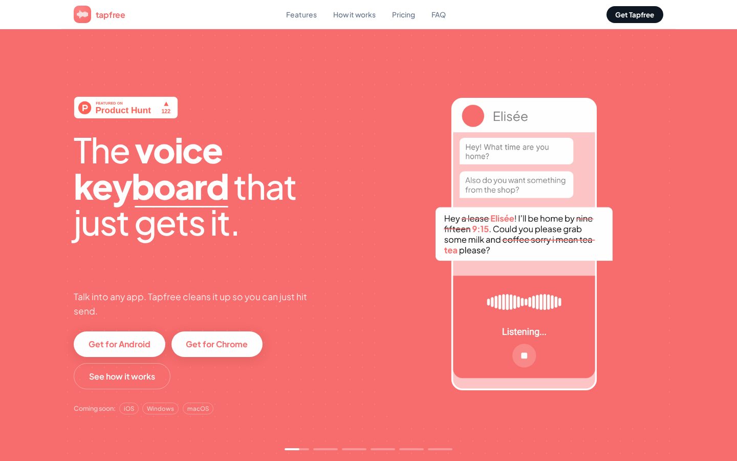 Tapfree for Chrome Homepage