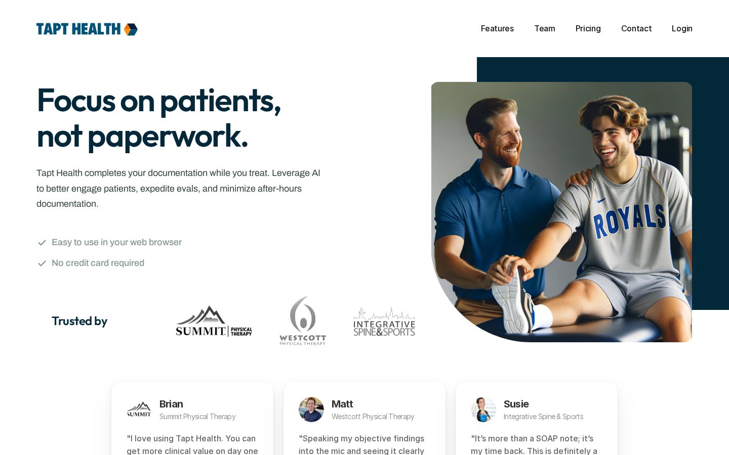 Tapt Health Homepage