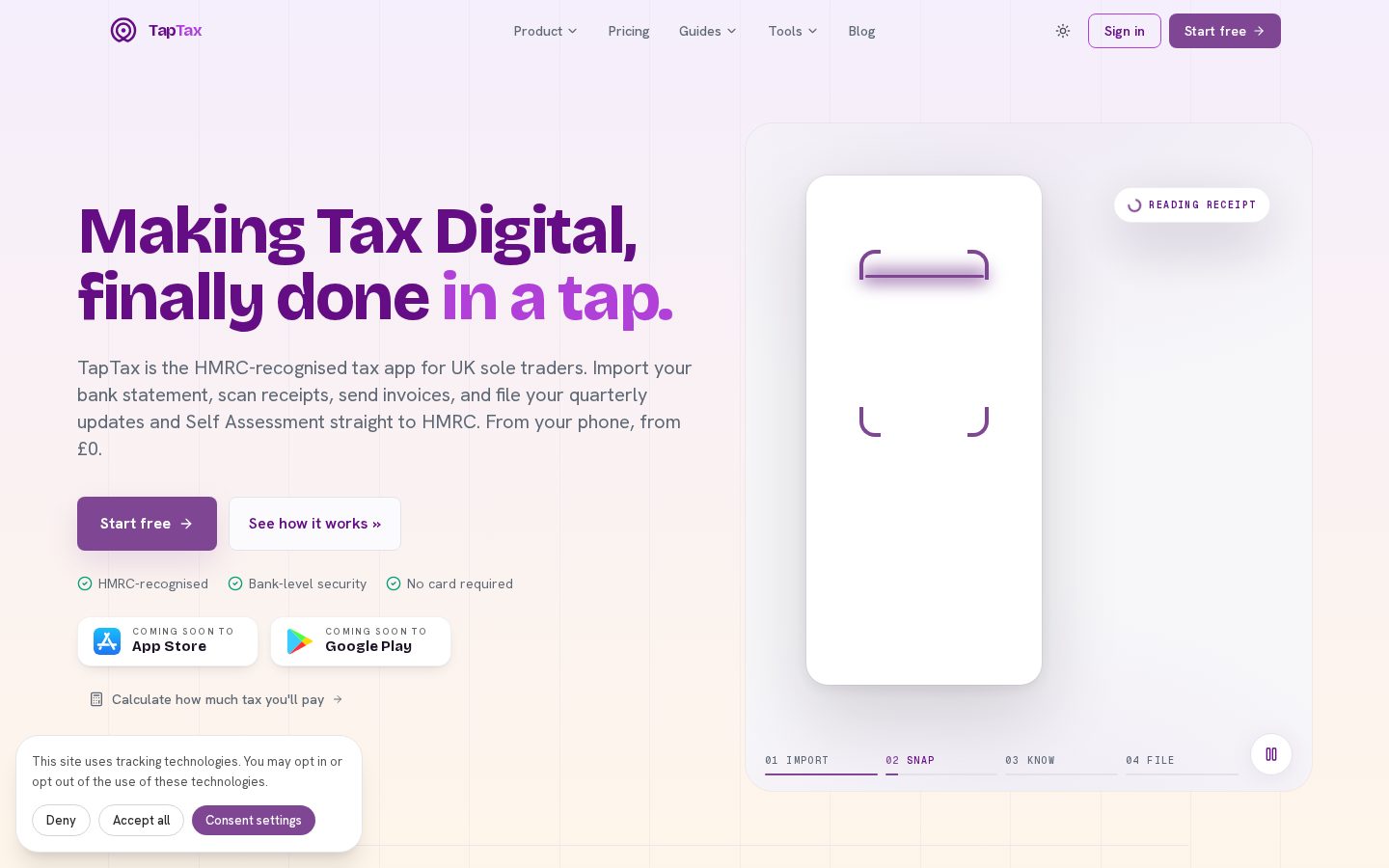 TapTax Homepage