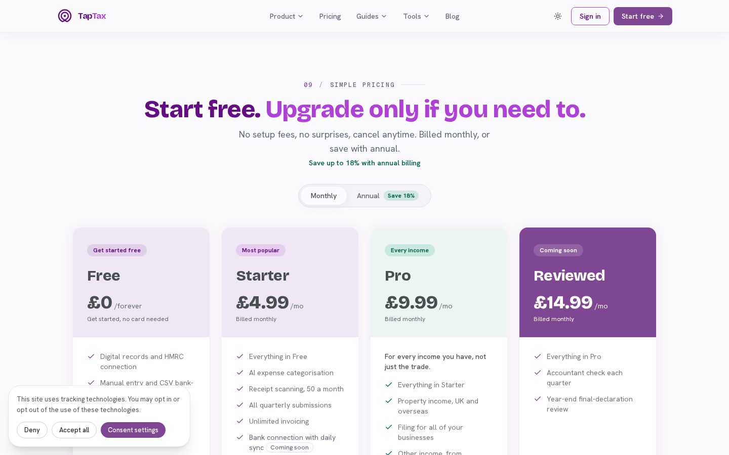 TapTax Pricing