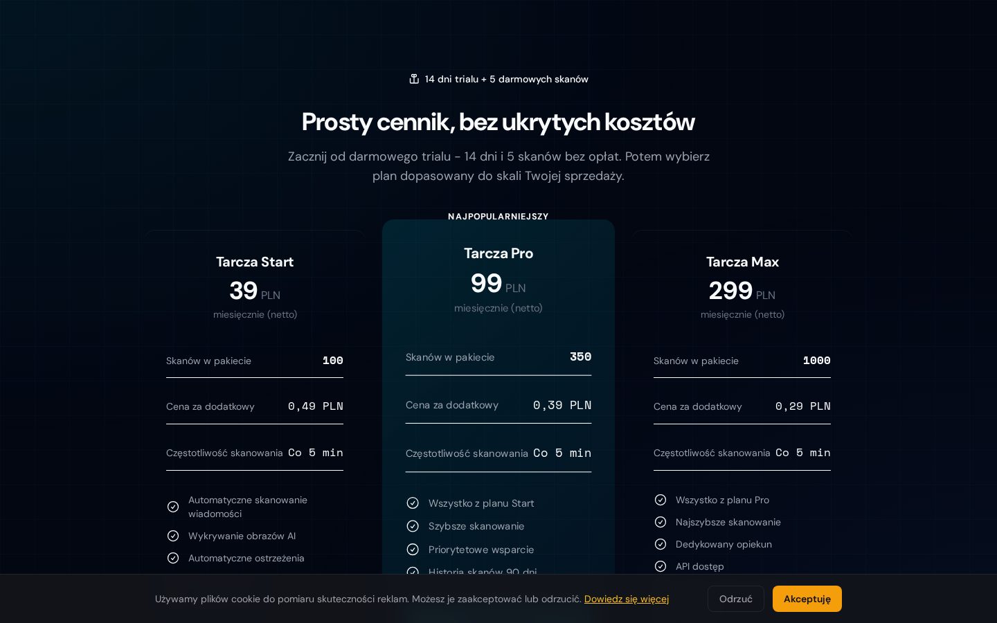 Tarcza Sentinel Pricing