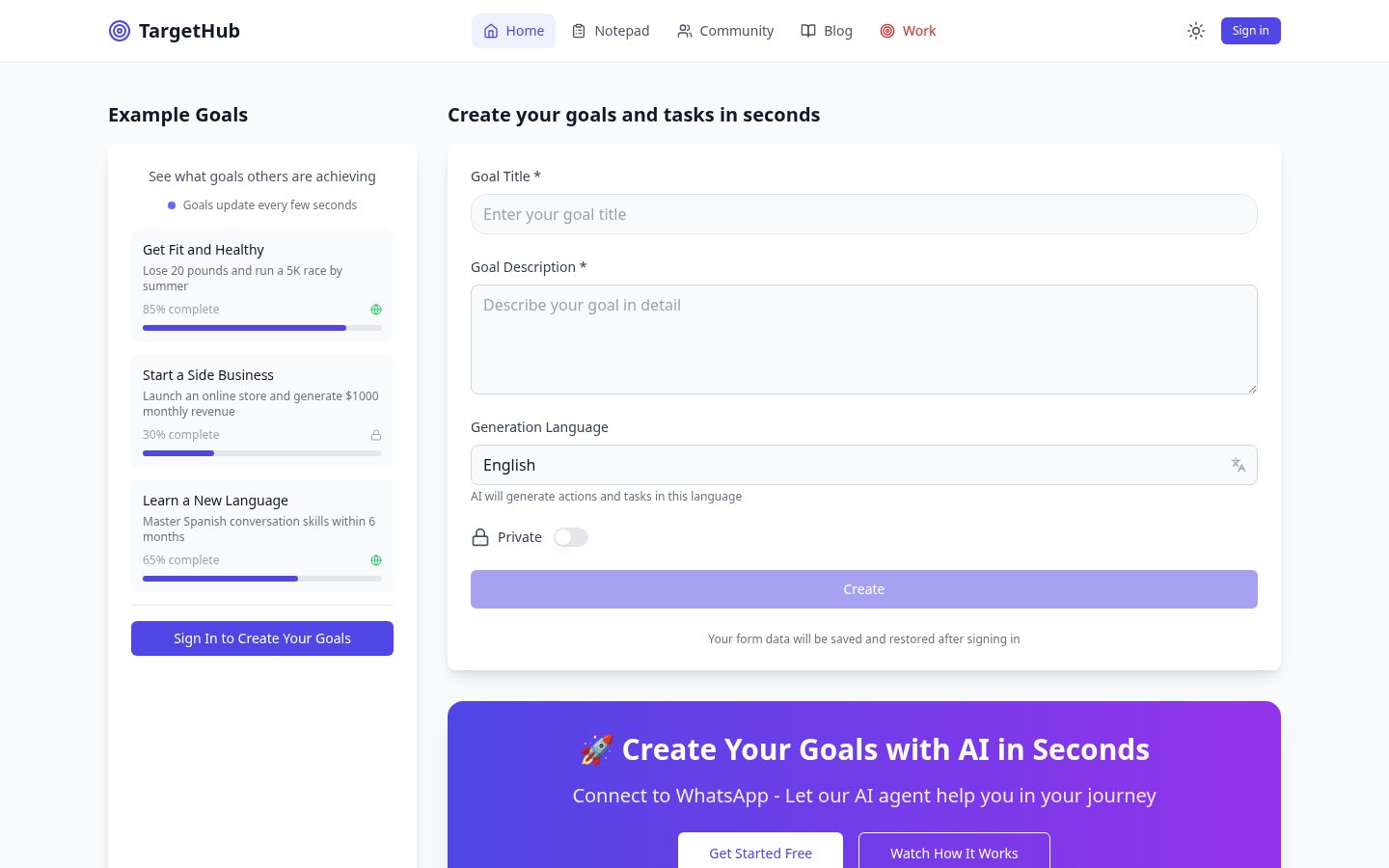 Targethub Homepage