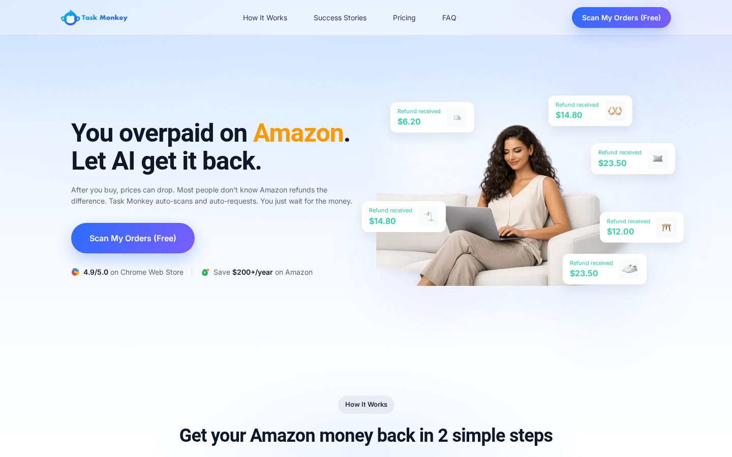 Task Monkey AI agent Homepage