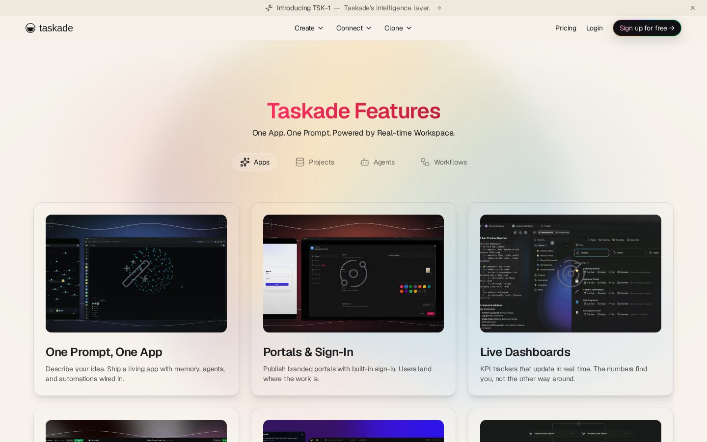Taskade AI Homepage