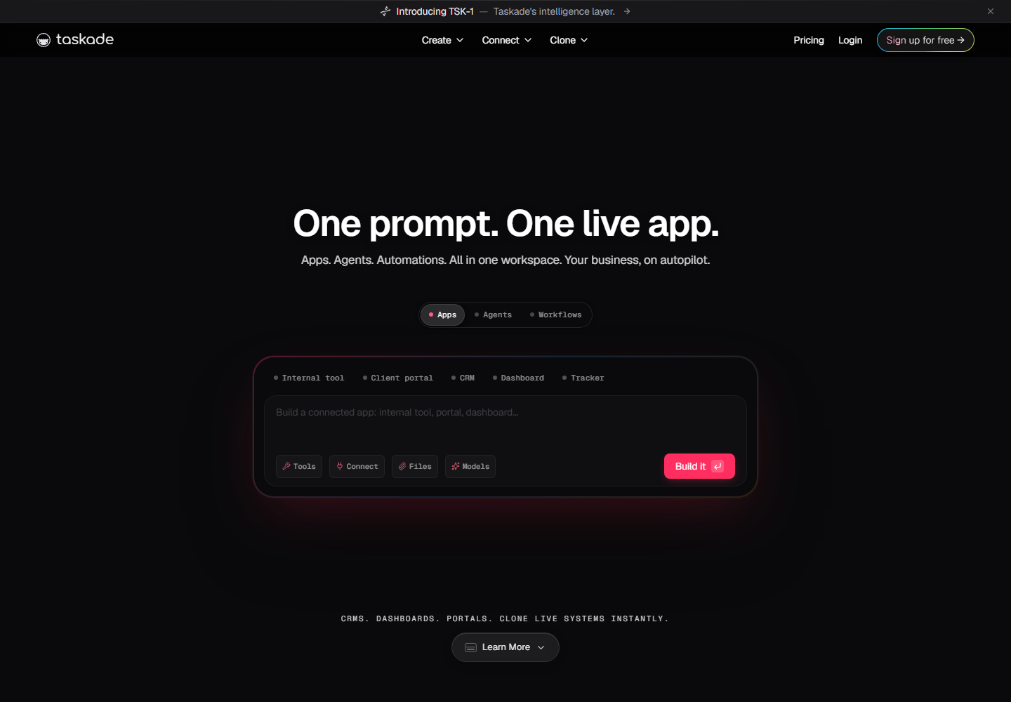 Taskade homepage