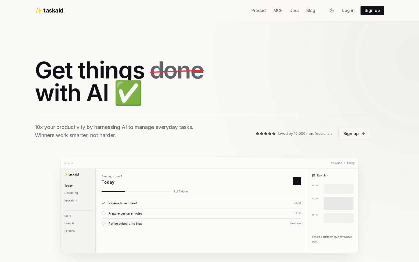 Taskaid AI Homepage