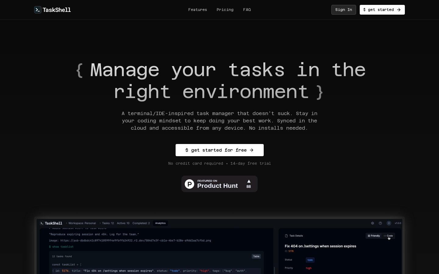 TaskShell Homepage