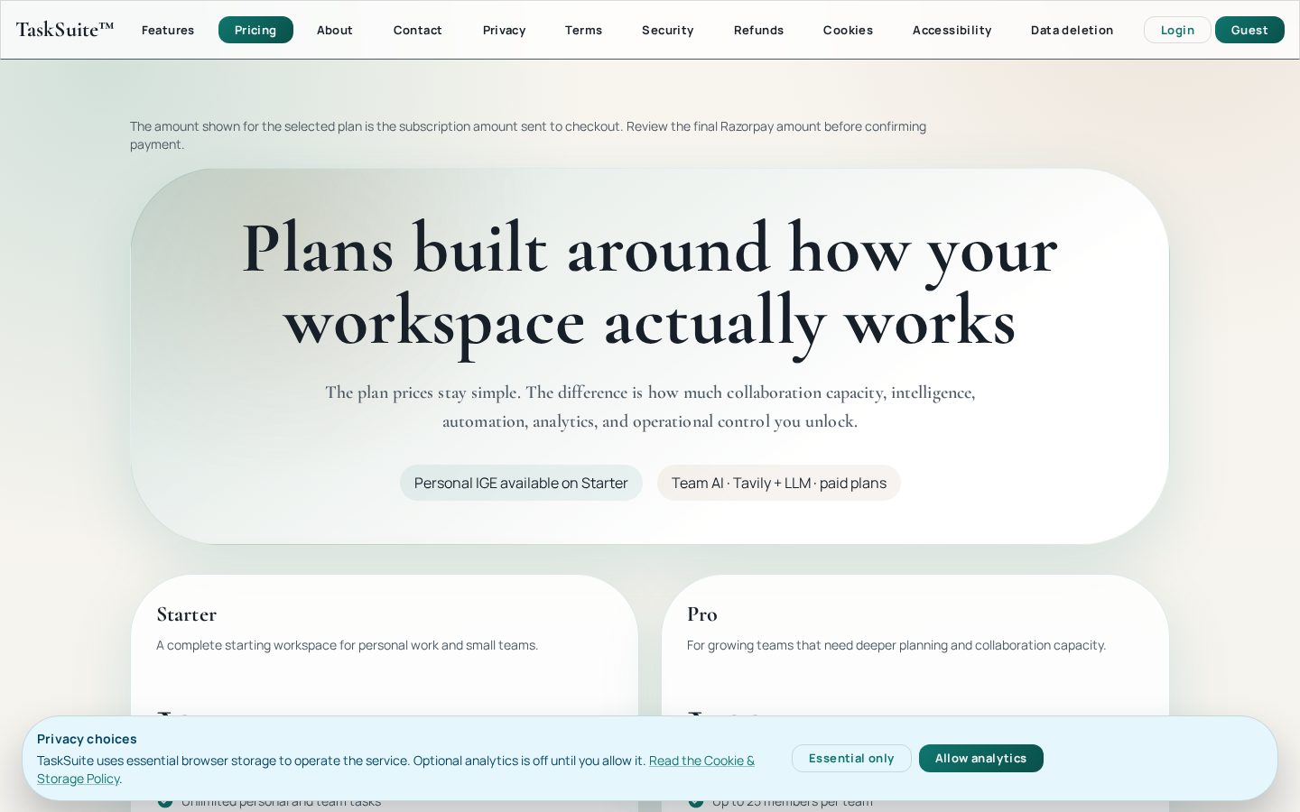 TaskSuite Pricing