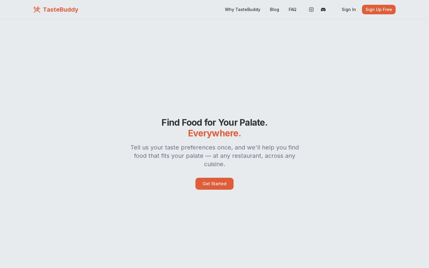 TasteBuddy Homepage