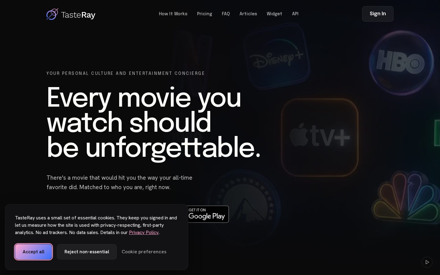 TasteRay Homepage