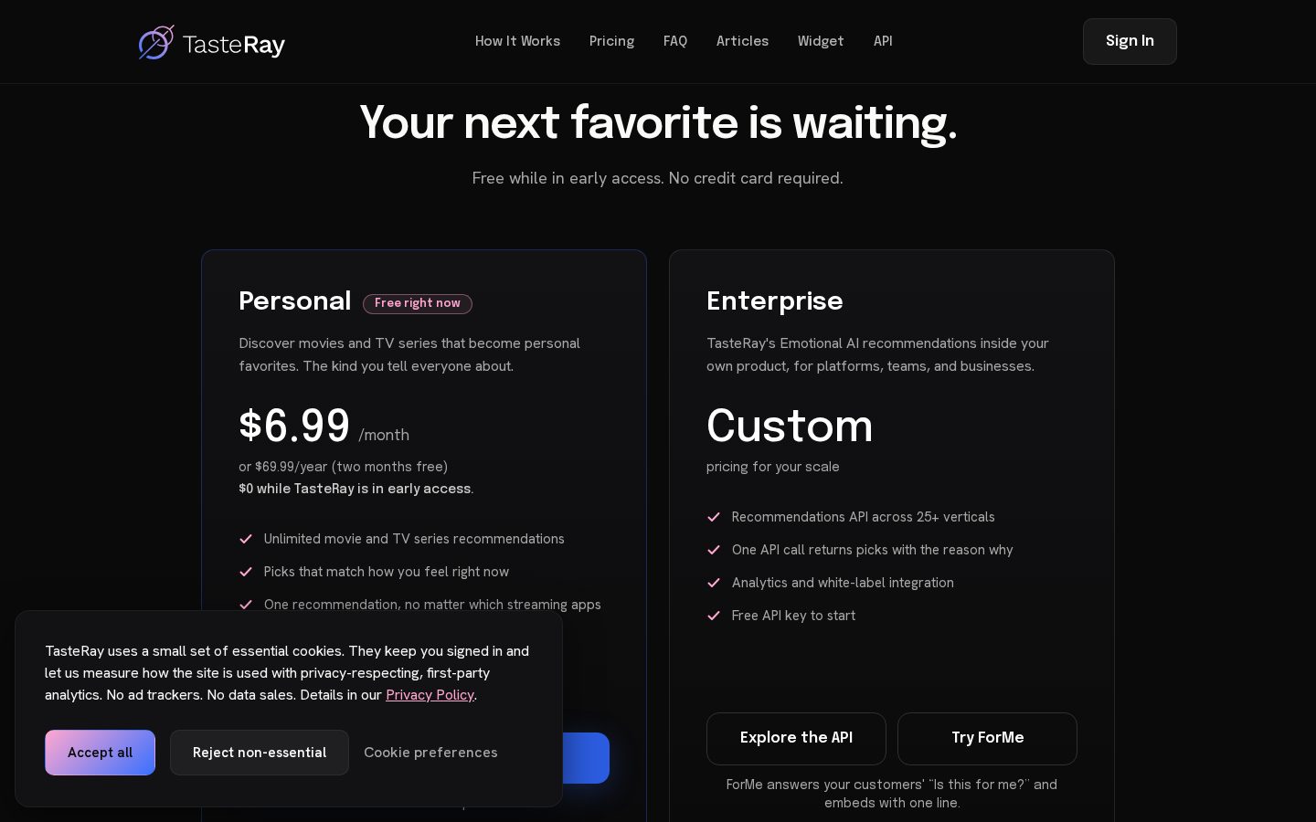 TasteRay Pricing
