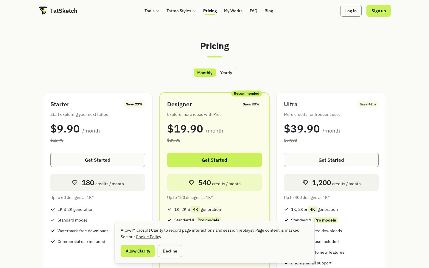TatSketch Pricing