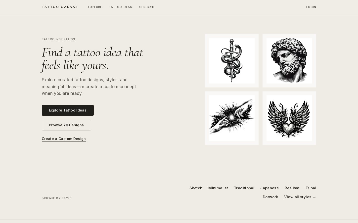 Tattoo Canvas Homepage