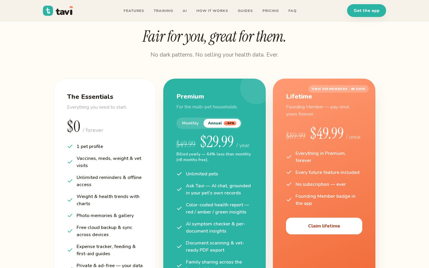 Tavi Pricing