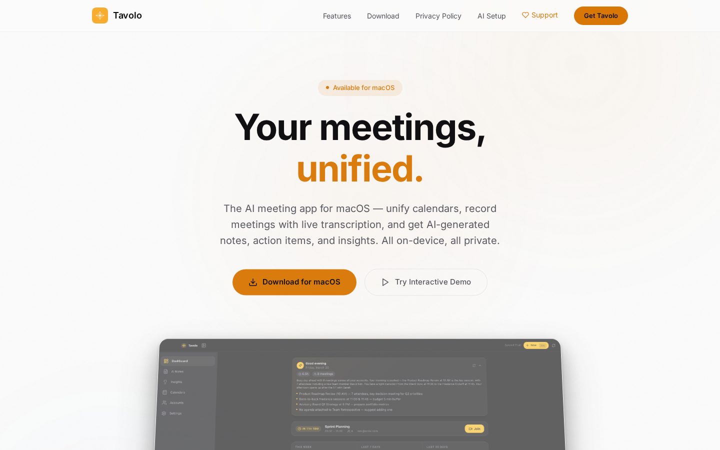 Tavolo Homepage